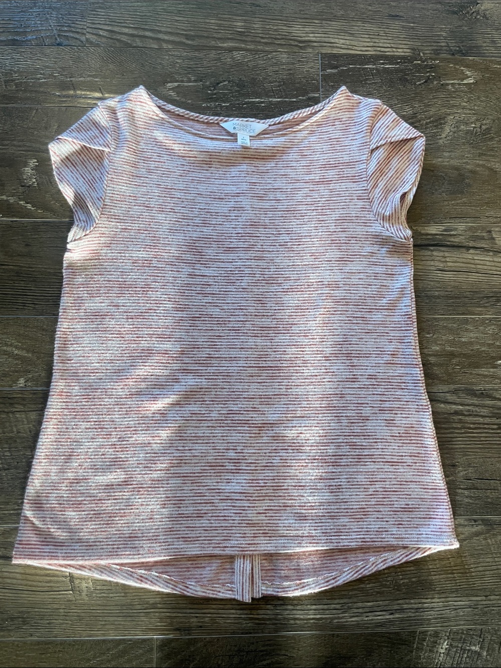 Market & Spruce Women’s Heathered Rust & White Short-Sleeve Tee Size SP - Picture 7 of 8